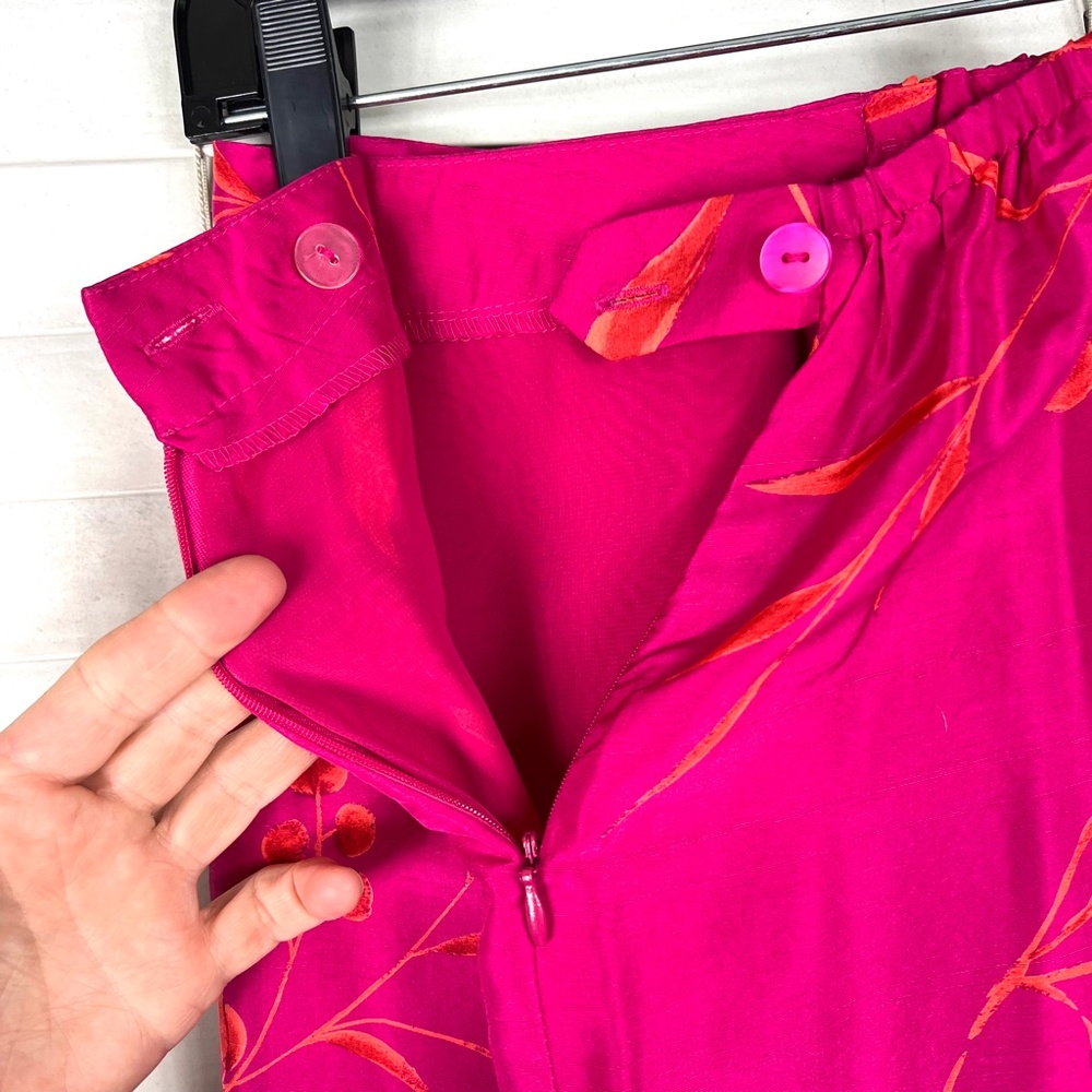🚫SOLD! •NWT|•JONES NEW YORK•| 100% Silk Pink Orange Hibiscus Floral Skirt - Picture 8 of 14